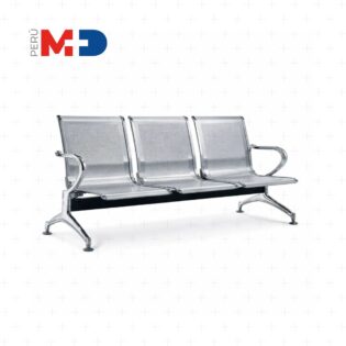 butaca metálica cromada aeropuerto 3 asientos