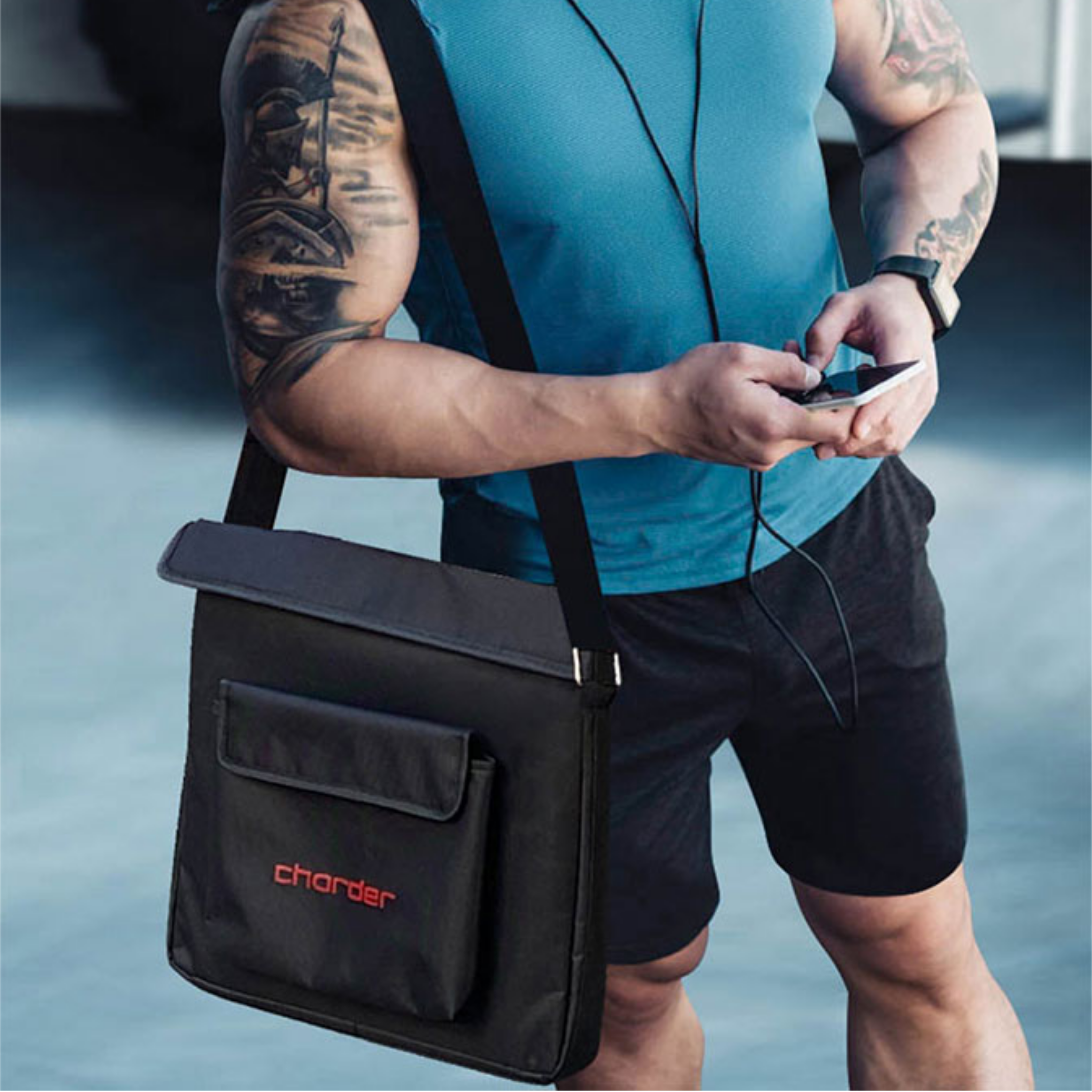 Profesional llevando el Charder U310 en su bolsa de transporte