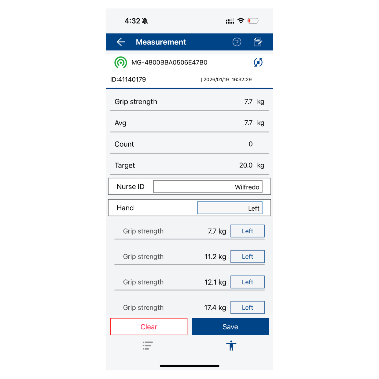 Resultados del dinamómetro MG4800 en la app Charder Connect