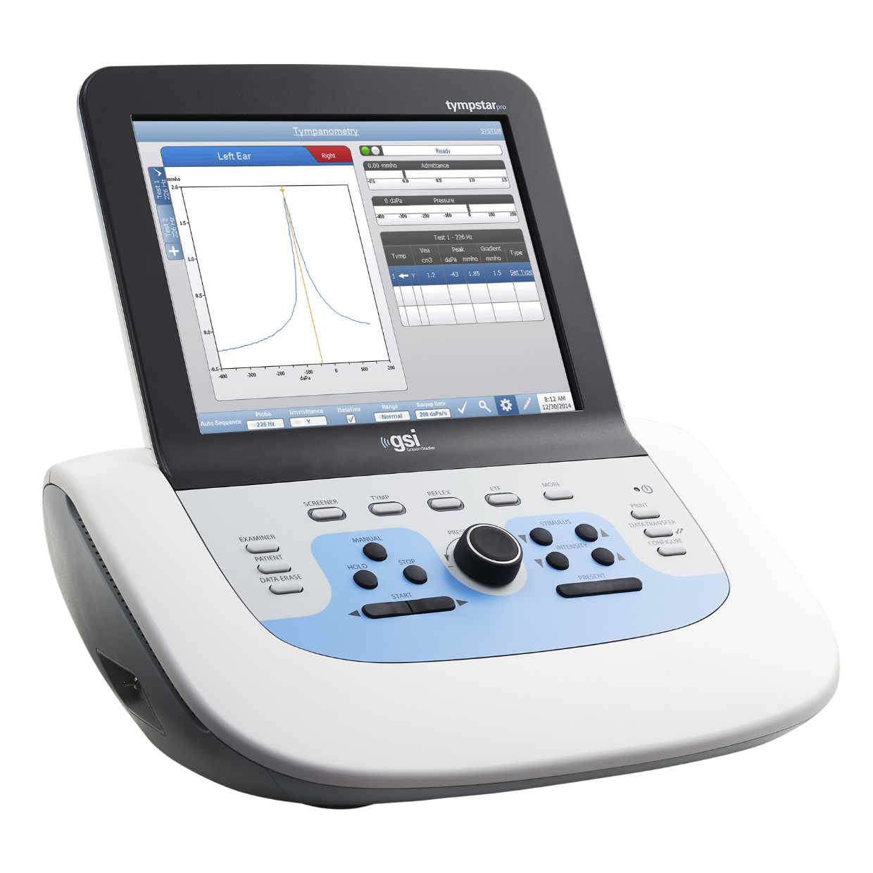 GSI TympStar Pro | Timpanómetro clínico con WideBand | MD Perú GSI TympStar Pro, analizador clínico de oído medio, vista angular
