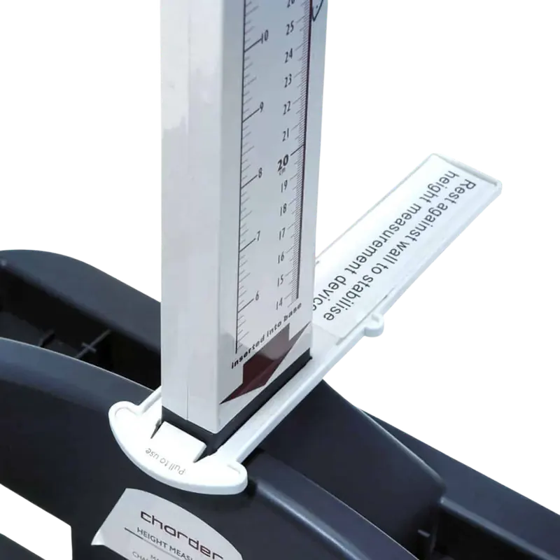 Tallímetro portátil Charder HM200P, desmontable Detalle del estabilizador de pared del tallímetro portátil Charder HM200P